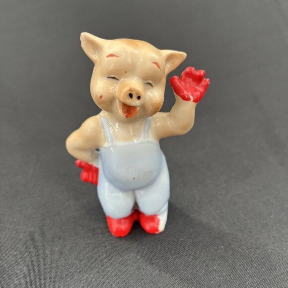 Mid Century Modern Porcelain Pigs Tumbling Made in Japan Vintage Set of 6 - Picture 7 of 15
